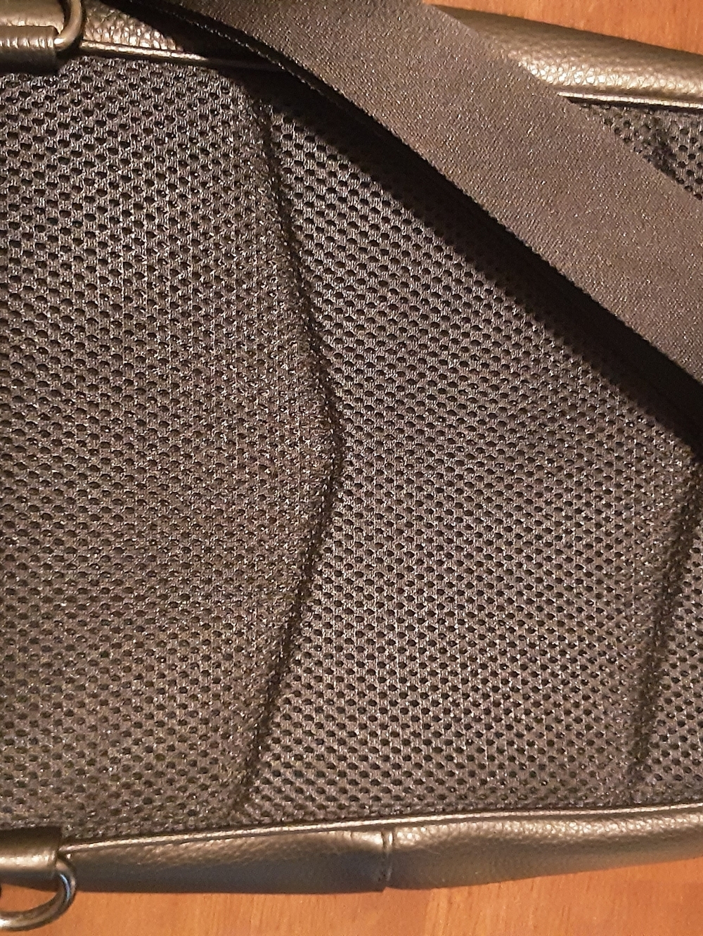 Coach Black Leather Sling Backpack with Brown and Dark Gray Stripes - Picture 5 of 8